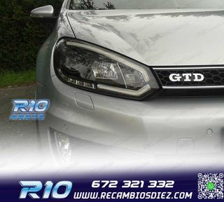 FAROS VOLKSWAGEN VW GOLF 6 08-12 TUBE LIGHT DRL FONDO NEGRO