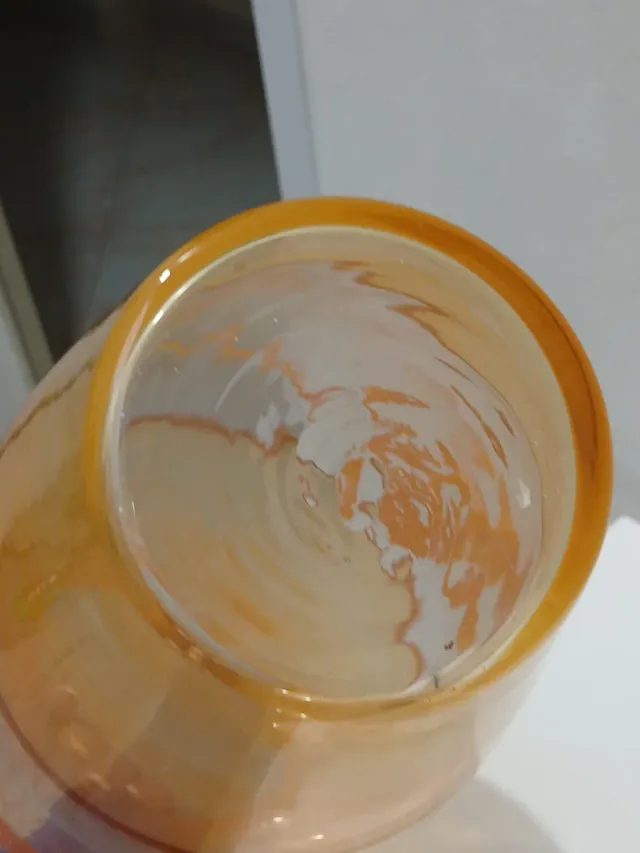 Vaso Murano Arancione Trasparente Vetro