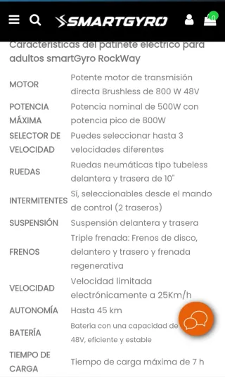 Patinete SmartGyro Rockway