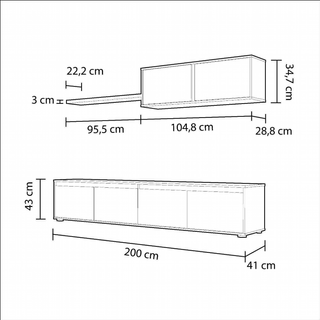 Mueble de Salón 200 cm. Blanco Artik y Roble Cana