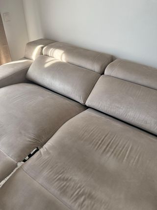 Sofá eléctrico de piel ante beige/gris