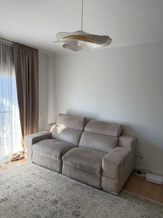 Sofá eléctrico de piel ante beige/gris