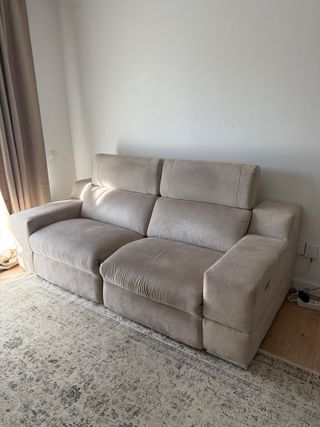 Sofá eléctrico de piel ante beige/gris