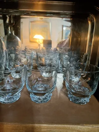 Set Bicchieri Acqua Vino Bottiglia Vintage Vetro