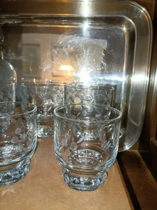 Set Bicchieri Acqua Vino Bottiglia Vintage Vetro