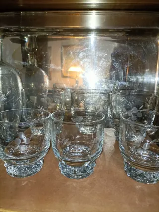 Set Bicchieri Acqua Vino Bottiglia Vintage Vetro