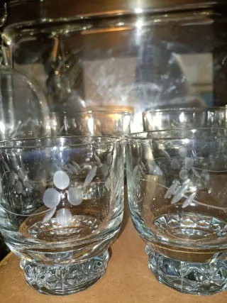 Set Bicchieri Acqua Vino Bottiglia Vintage Vetro