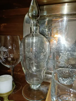 Set Bicchieri Acqua Vino Bottiglia Vintage Vetro