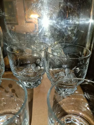 Set Bicchieri Acqua Vino Bottiglia Vintage Vetro