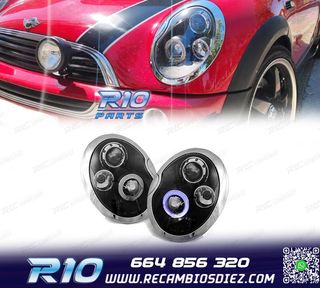 FAROS PARA MINI COOPER 01-06 OJOS ANGEL NEGROS