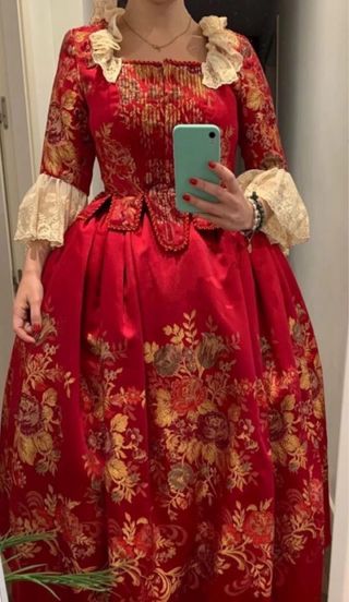 Traje de Fallera Rojo y Dorado talla 36
