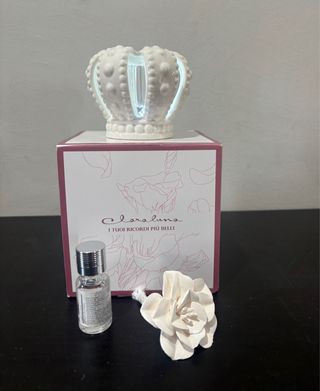 Diffusore profumo corona LED porcellana bianca