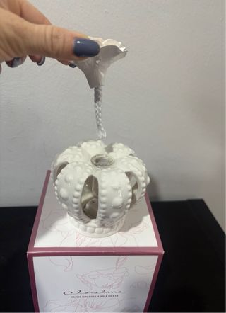 Diffusore profumo corona LED porcellana bianca