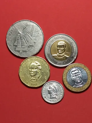 Lote de 5 monedas de colección Rep. Dominicana