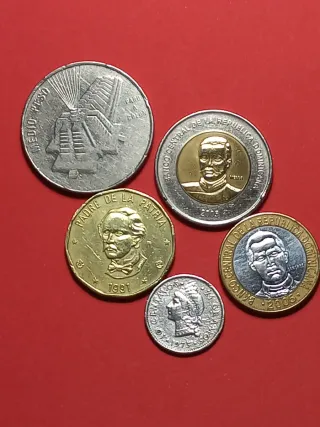 Lote de 5 monedas de colección Rep. Dominicana