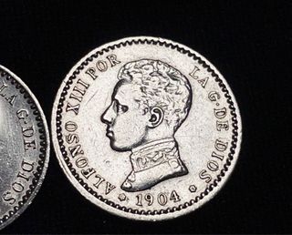 Lote variantes moneda plata 50 céntimos 1904