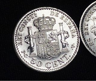 Lote variantes moneda plata 50 céntimos 1904