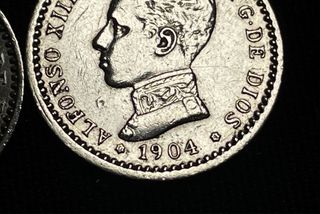 Lote variantes moneda plata 50 céntimos 1904