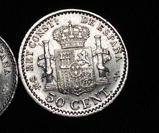 Lote variantes moneda plata 50 céntimos 1904
