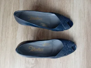 Zapatos Muñoz Delicia Tacon Ancho Especial Azul