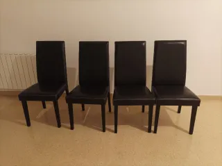 4 sillas comedor polipiel negra (tengo 4)