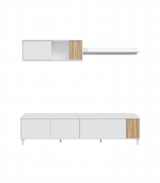 Mueble de Salón 200 cm. Blanco Artik/Natur