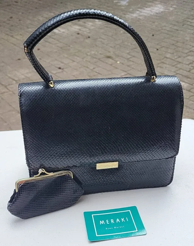 Bolso y monedero piel serpiente vintage