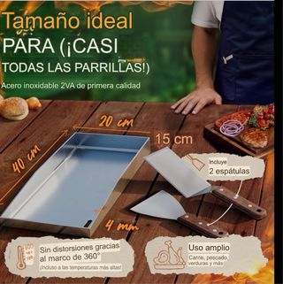 Plancha Barbacoa Inox + 2 Espátulas