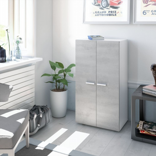 Zapatero 2 Puertas. Cemento/Blanco.