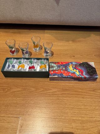 Set 8 vasos chupitos cristal Lago pintados a mano