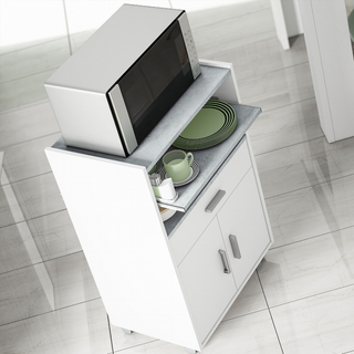 Mueble Microondas Chef. Blanco y Cemento