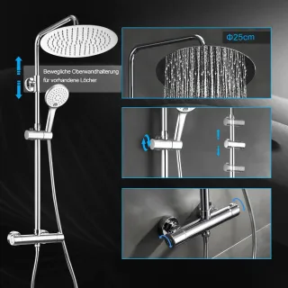 JOHO Columna de Ducha con Rubinetto Termostatico Columna Ducha Monomando Set de Ducha con Grifo Barra