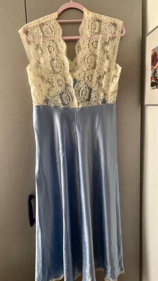 Camisón encaje azul y blanco talla L