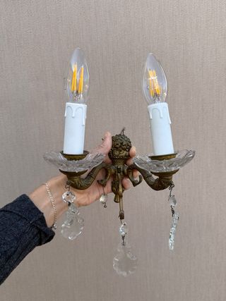 Par de Apliques antiguo “tipo Candelabro”de bronce