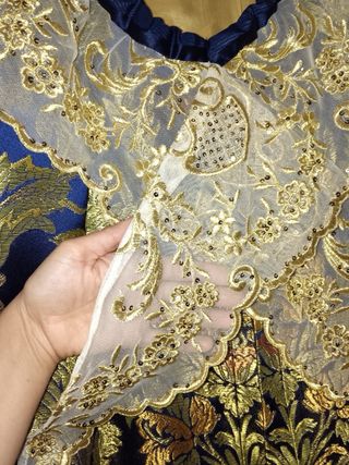 Traje de Fallera Azul y Dorado