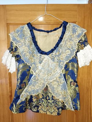Traje de Fallera Azul y Dorado