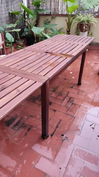 Mesa de terraza de madera  con alas plegables