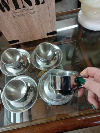Set 6 Tazzine Caffè Acciaio Inox 18/10 vintage