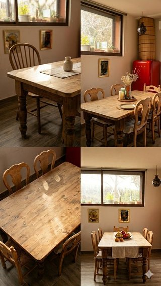 Mesa de comedor antigua de madera