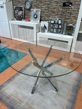 Mesa redonda cristal 120cm de metal
