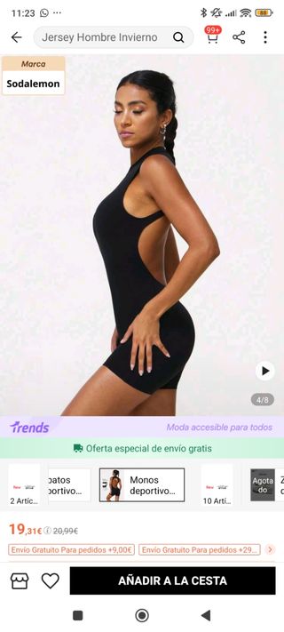 Mono deportivo corto negro