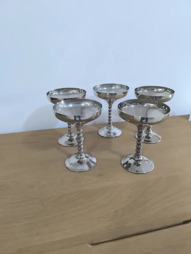 Set 5 Copas Metal Plateado