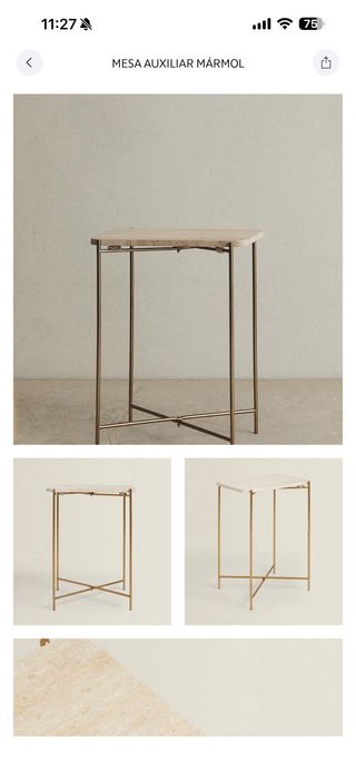 Mesa auxiliar mármol y metal