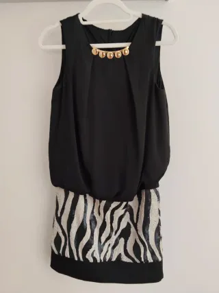 Vestido fiesta negro lentejuelas S