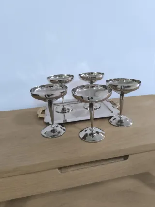 Set 6 Copas Metálicas Plateadas
