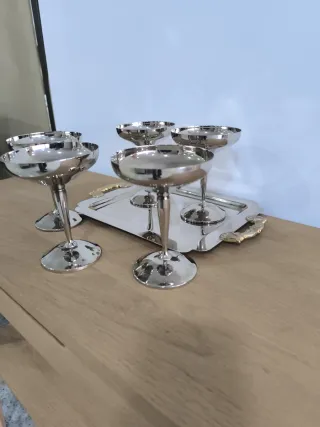 Set 6 Copas Metálicas Plateadas