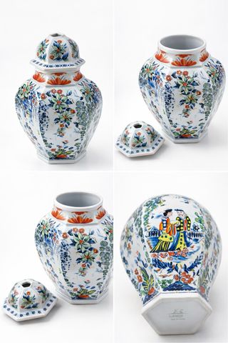 Jarrón Tibor Porcelana Llanço Multicolor