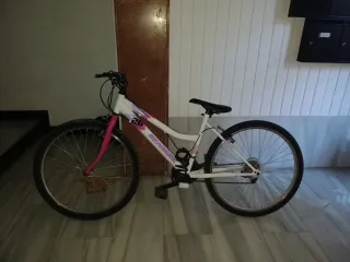 Bicicleta infantil blanca y rosa 26