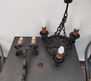 Juego lámparas rústicas de forja