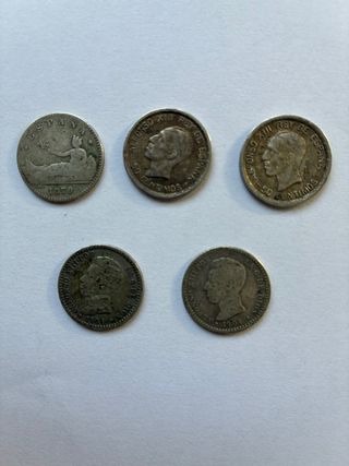 5 Monedas Alfonso XIII 50 céntimos Plata